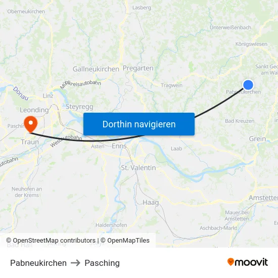 Pabneukirchen to Pasching map