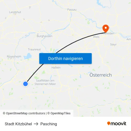 Stadt Kitzbühel to Pasching map
