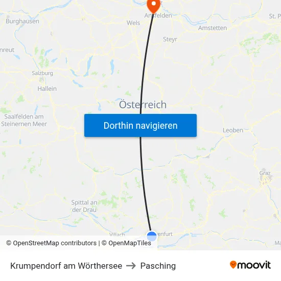 Krumpendorf am Wörthersee to Pasching map