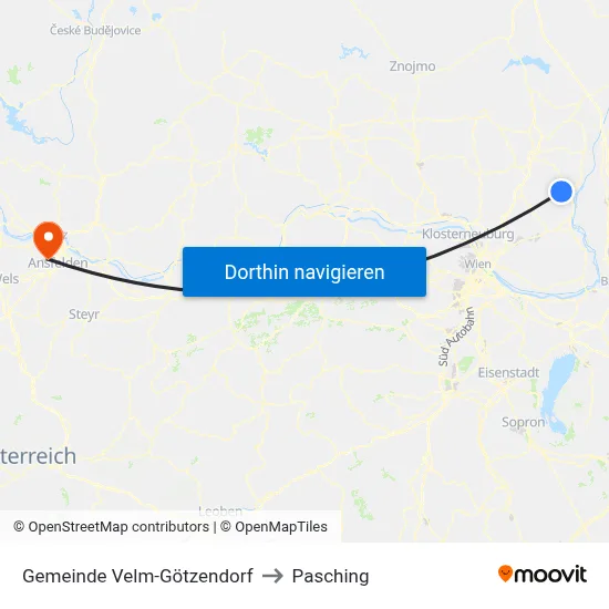 Gemeinde Velm-Götzendorf to Pasching map