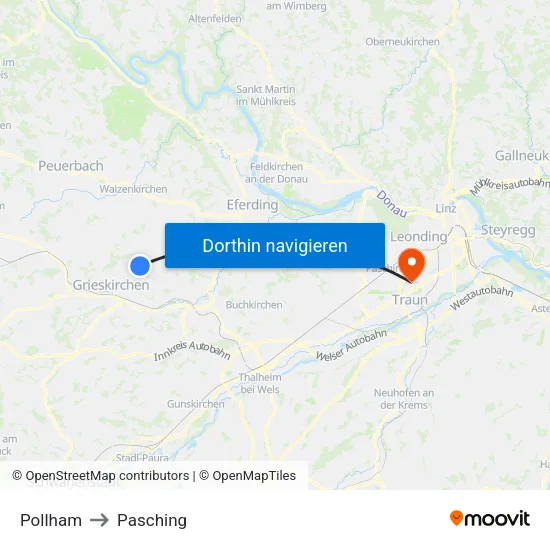 Pollham to Pasching map