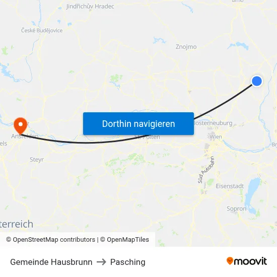 Gemeinde Hausbrunn to Pasching map