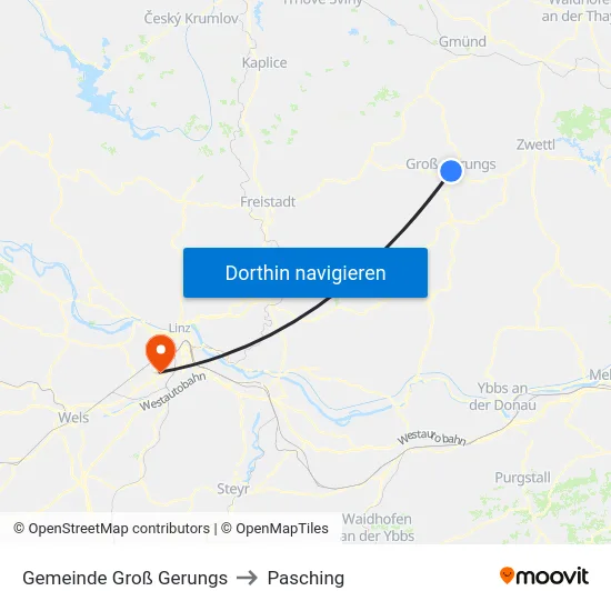 Gemeinde Groß Gerungs to Pasching map