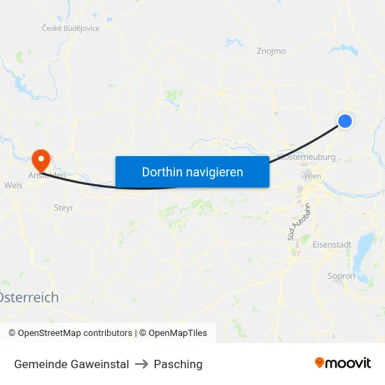 Gemeinde Gaweinstal to Pasching map
