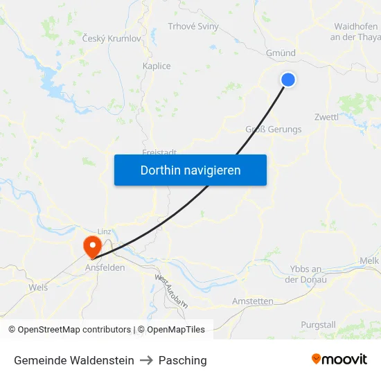Gemeinde Waldenstein to Pasching map