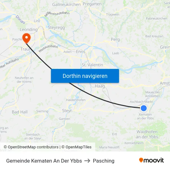 Gemeinde Kematen An Der Ybbs to Pasching map