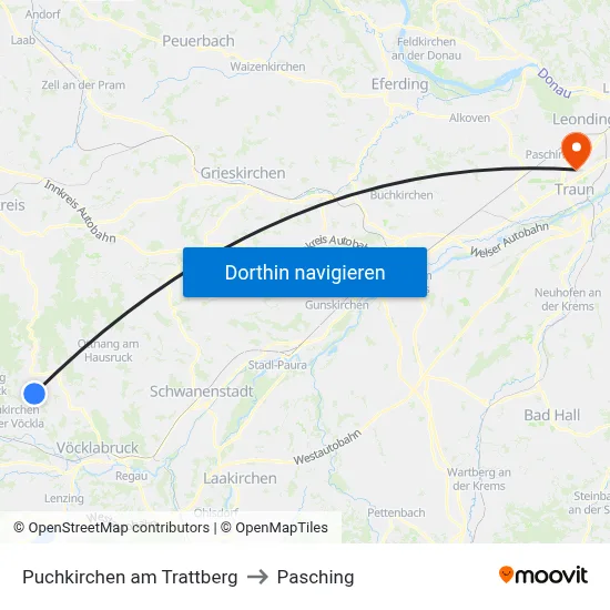 Puchkirchen am Trattberg to Pasching map
