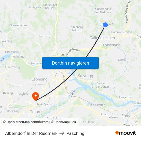 Alberndorf In Der Riedmark to Pasching map