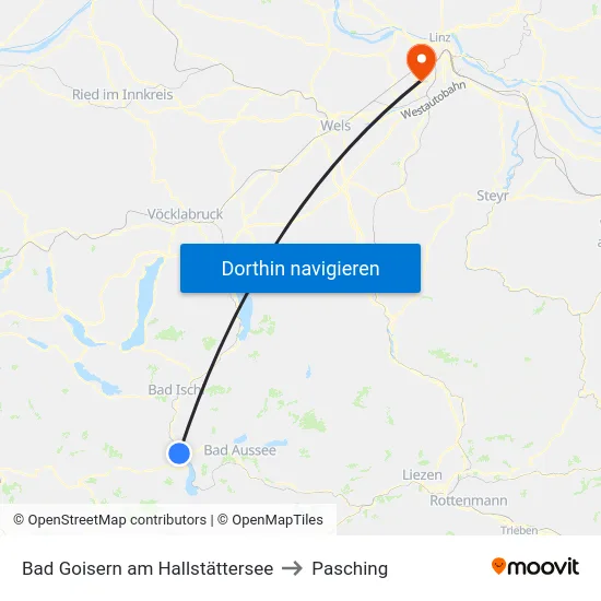 Bad Goisern am Hallstättersee to Pasching map