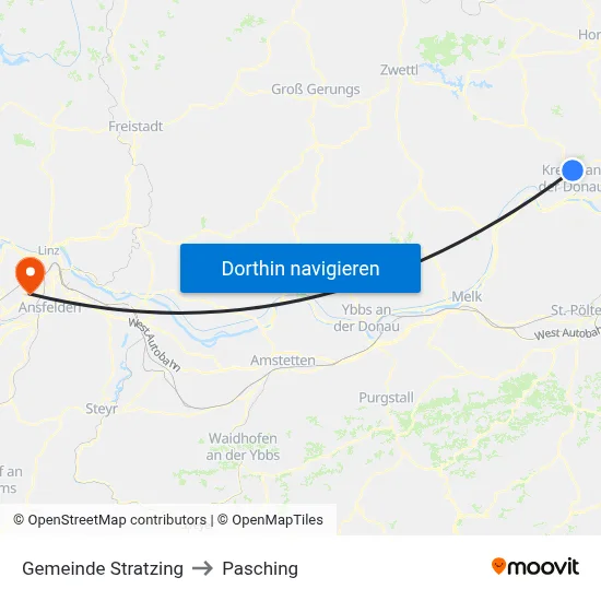 Gemeinde Stratzing to Pasching map
