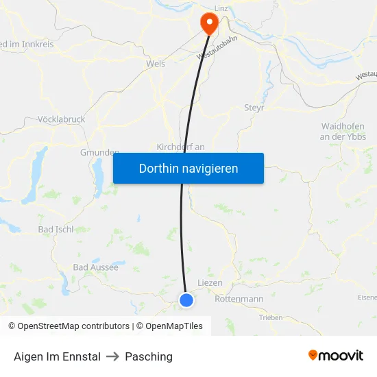 Aigen Im Ennstal to Pasching map