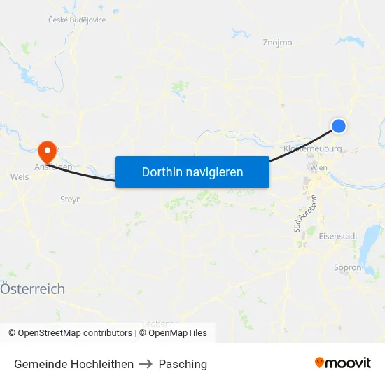 Gemeinde Hochleithen to Pasching map