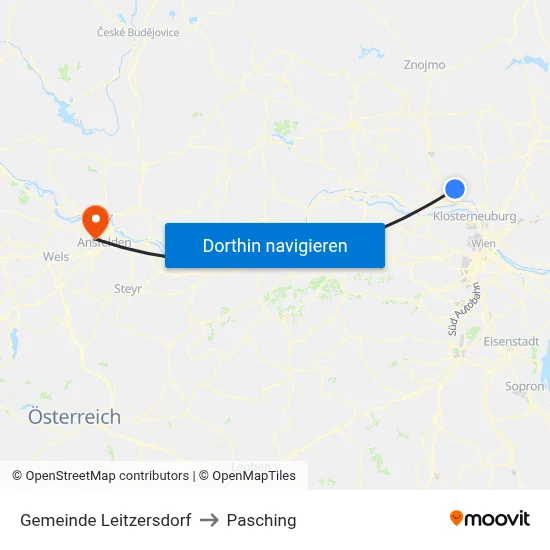 Gemeinde Leitzersdorf to Pasching map