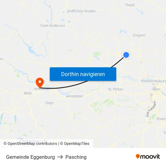Gemeinde Eggenburg to Pasching map