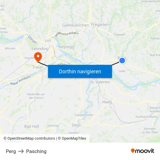 Perg to Pasching map