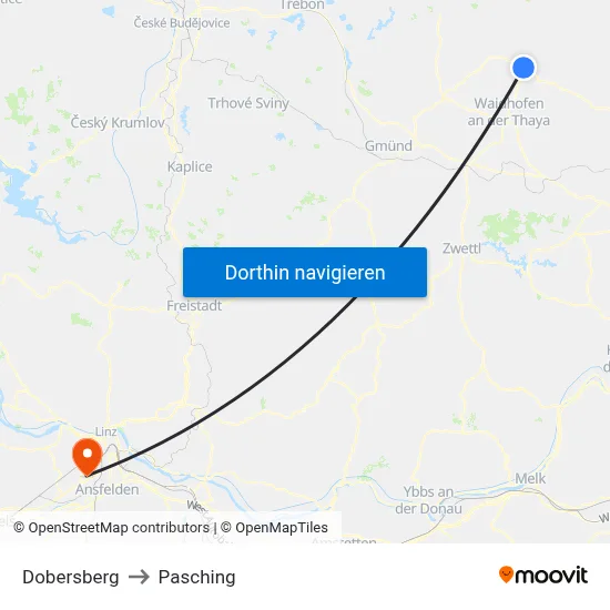 Dobersberg to Pasching map