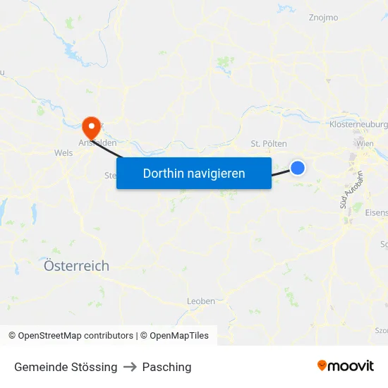 Gemeinde Stössing to Pasching map