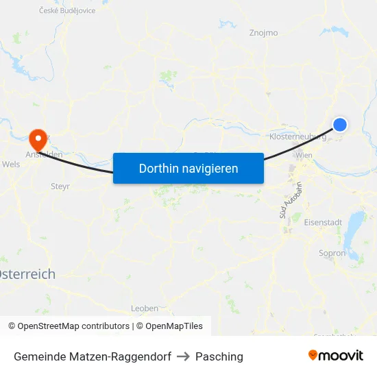 Gemeinde Matzen-Raggendorf to Pasching map