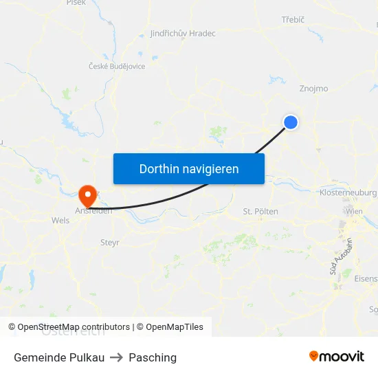 Gemeinde Pulkau to Pasching map