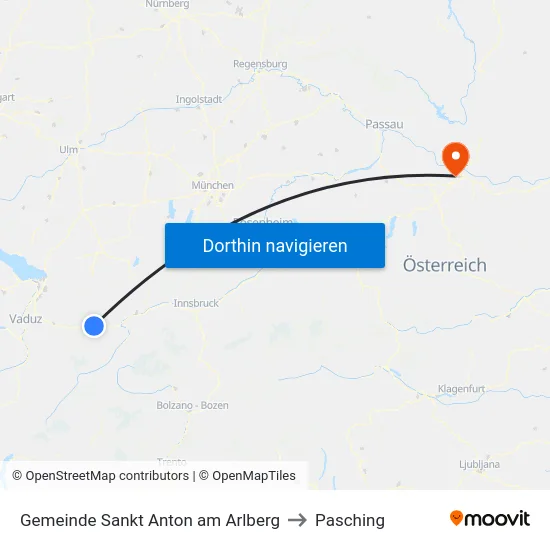 Gemeinde Sankt Anton am Arlberg to Pasching map
