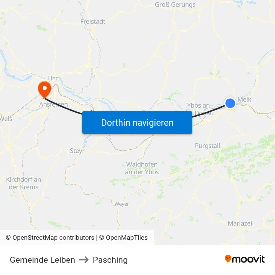 Gemeinde Leiben to Pasching map