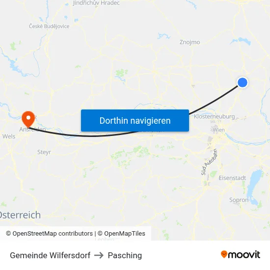 Gemeinde Wilfersdorf to Pasching map