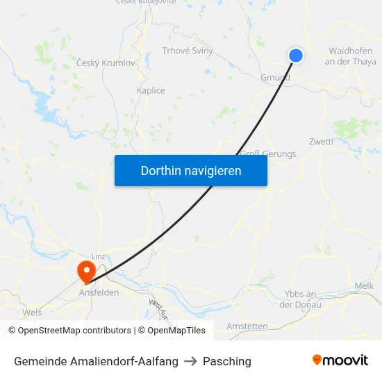 Gemeinde Amaliendorf-Aalfang to Pasching map