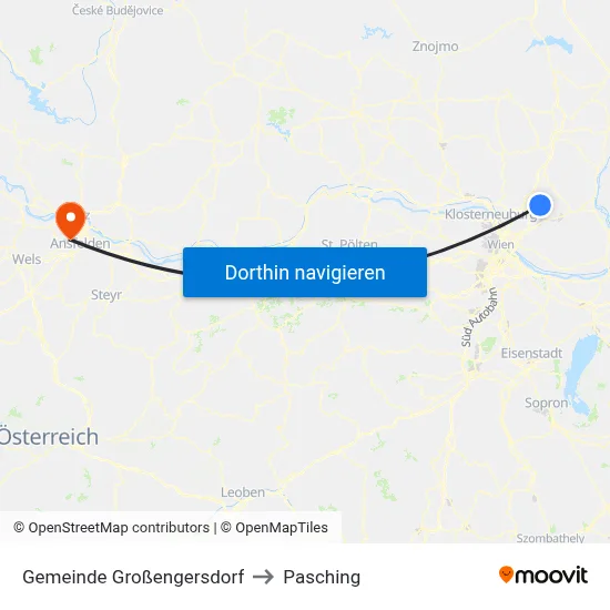 Gemeinde Großengersdorf to Pasching map