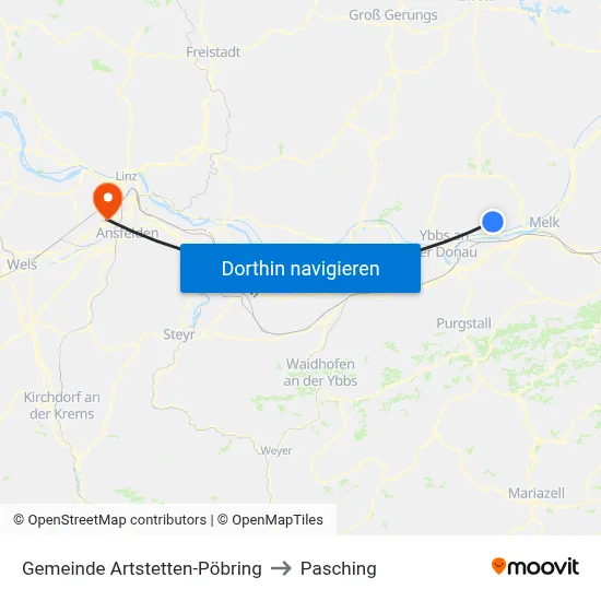 Gemeinde Artstetten-Pöbring to Pasching map
