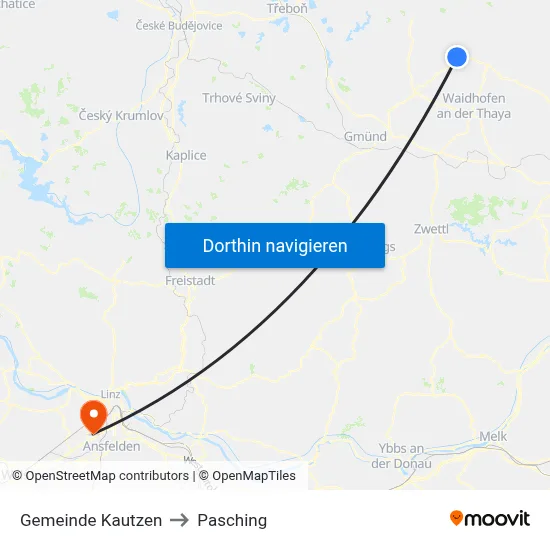 Gemeinde Kautzen to Pasching map