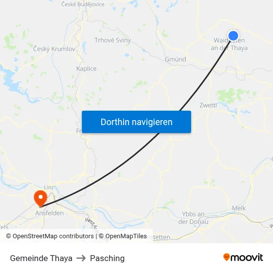 Gemeinde Thaya to Pasching map