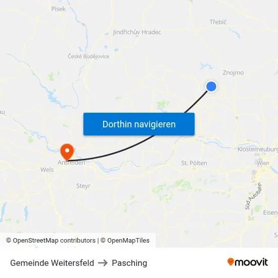 Gemeinde Weitersfeld to Pasching map