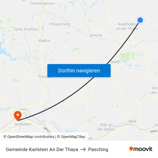 Gemeinde Karlstein An Der Thaya to Pasching map