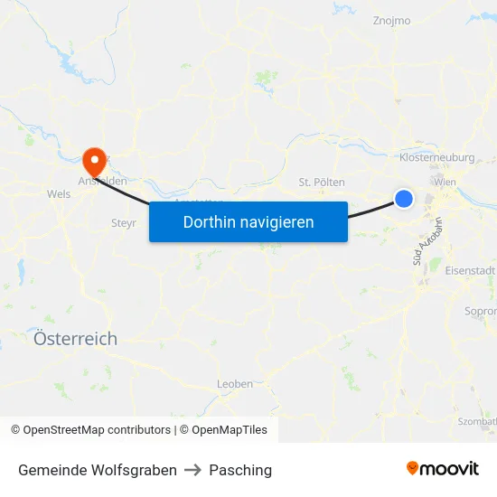 Gemeinde Wolfsgraben to Pasching map