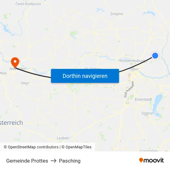 Gemeinde Prottes to Pasching map