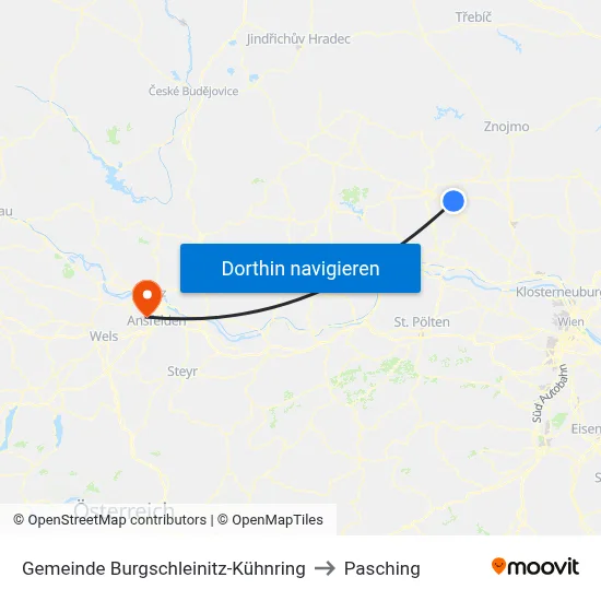 Gemeinde Burgschleinitz-Kühnring to Pasching map