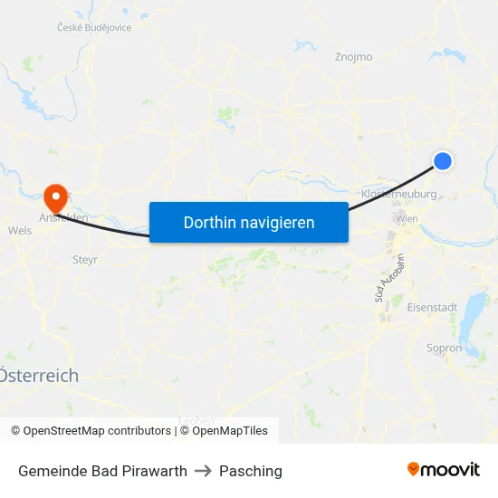 Gemeinde Bad Pirawarth to Pasching map