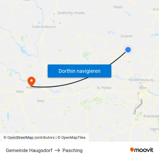 Gemeinde Haugsdorf to Pasching map