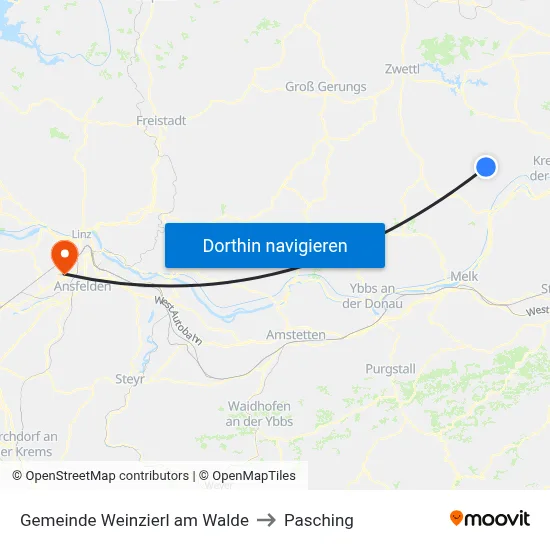 Gemeinde Weinzierl am Walde to Pasching map