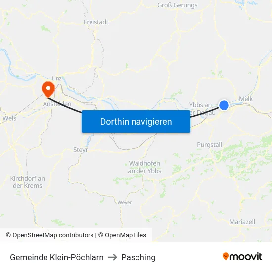 Gemeinde Klein-Pöchlarn to Pasching map