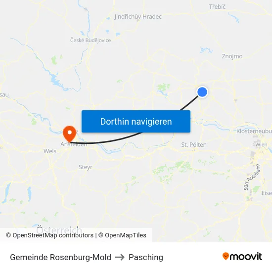 Gemeinde Rosenburg-Mold to Pasching map