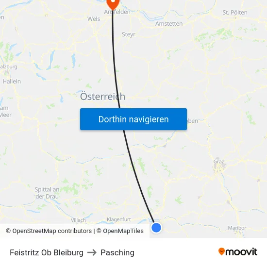 Feistritz Ob Bleiburg to Pasching map