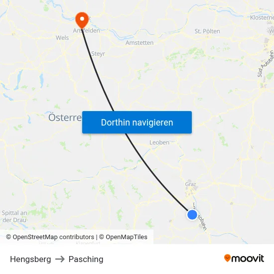 Hengsberg to Pasching map