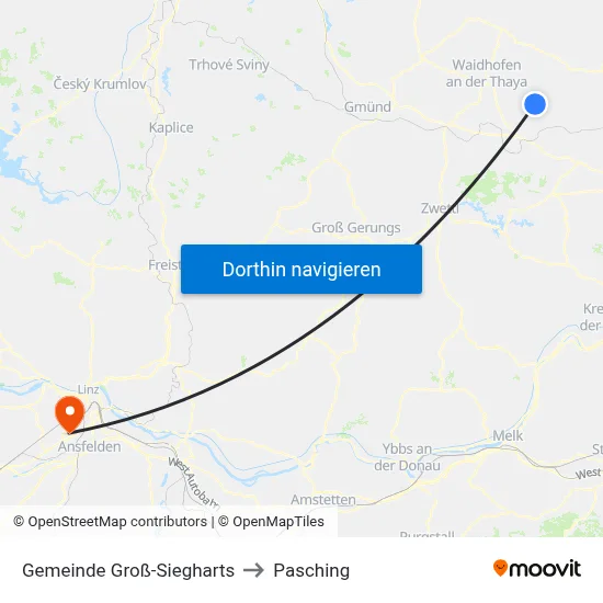 Gemeinde Groß-Siegharts to Pasching map