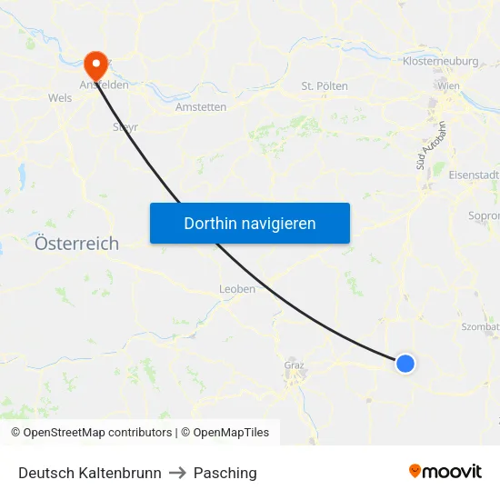 Deutsch Kaltenbrunn to Pasching map