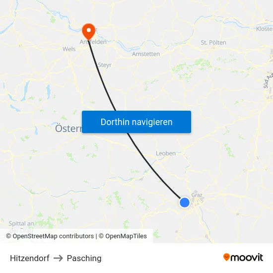 Hitzendorf to Pasching map