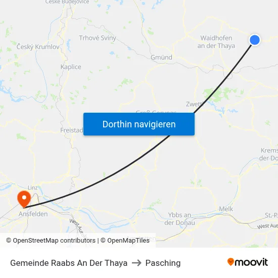 Gemeinde Raabs An Der Thaya to Pasching map