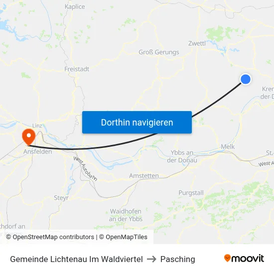 Gemeinde Lichtenau Im Waldviertel to Pasching map