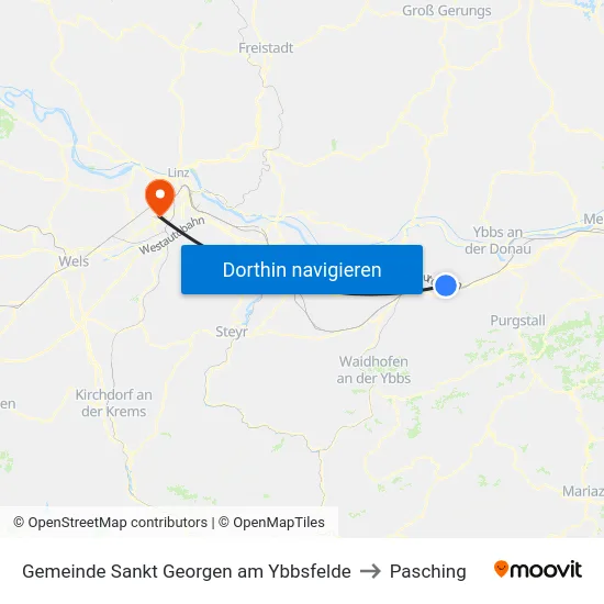 Gemeinde Sankt Georgen am Ybbsfelde to Pasching map