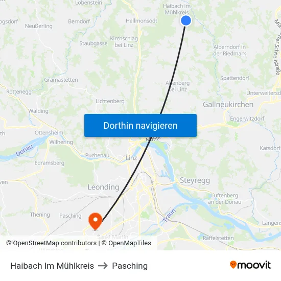 Haibach Im Mühlkreis to Pasching map